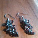 Indian Garnet and Red Seed Bead Dangle Earrings Photo 1