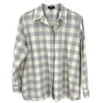 Theory Women's Classic Menswear Cotton Silk Shirt Blue Stream Button Down Top Photo 4