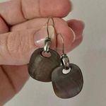 Dark Abalone Square Dangle Earring Vintage “Judith” Silver Brown Black Gray Jewelry Photo 0