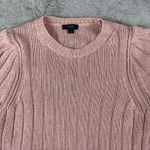 J.Crew  Linen Knit Top Puff Sleeve Ribbed Crewneck Sweater Salmon‎ Pink L Photo 5