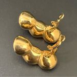 Swavorski Vintage SAL Swarovski Cobalt Blue Bezel Crystal GoldTone Huggie Clip On Earrings Photo 11