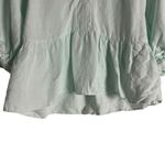 Amanda Uprichard  Diego Light Blue Linen Puff Sleeve Split Neck Top Size XS Photo 10