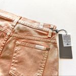 7 For All Mankind  Rose Gold Metallic Denim Cut Off Shorts Photo 8