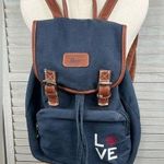 G.H. Bass &Co. G.H. BASS & CO Canvas & Leather Nautical "Love" Backpack Washed Navy Photo 0