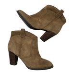 Clarks  | Size 7 | Brown Suede Leather 2.5 inch Stacked Block Heel Ankle Booties Photo 1