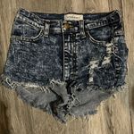 Vibrant  Blue Distressed Denim Shorts Photo 0
