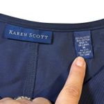 Karen Scott Women Navy Blue Sleeveless Button Front Knee Length Dress Y2K Size M Photo 4