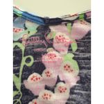 Lilly Pulitzer Shirt Womens L Blue Floral Double VNeck Ruched Sleeve Fairy Photo 7