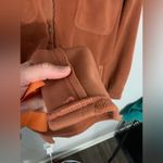 NWT Flannel Shacket Fleece Warm Soft Teddy Jacket Button Size L Orange Brown New Size L Photo 6