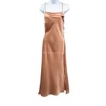 Anthropologie ASTR The Label Blush Pink Satin Silky Slip Dress Midi Side Slit Medium Cowl Neck Photo 3