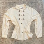 Vintage Koret Blouse with Burgundy Embroidered Details White Size 18 Photo 0