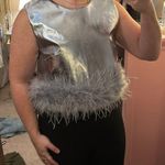 BuddyLove QUEENIE METALLIC FEATHER TRIM TOP Photo 2