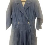 American Vintage Women’s Vintage 80s Mizz Lizz Snap Button Dark Denim Long sleeve Jumpsuit 11/12 Photo 4