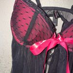 Victoria's Secret  Black and Pink Chemise with Sheer Mesh and Bow Photo 2