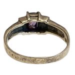 Vintage 925 Sterling Silver Amethyst & Marcasite Ring Sz 8.5 Emerald Cut Band Photo 4