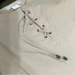 Gerard Darel  Khaki Tan Shirt Dress Lace Up Front Cotton 38 M Medium Lagenlook Photo 6