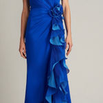 Tadashi Shoji  Strapless Pleated Mystic Blue Gown - L (New) Photo 0