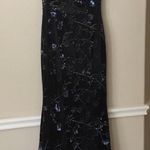 Aidan Mattox Black Mesh Sequin Plunge Neck Velvet Trumpet Gown Maxi Dress Photo 6