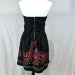 Harper  strapless black floral dress with pockets size small Photo 4