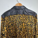 Braefair 100% Silk Animal Print Blouse Top with Black Genuine Leather Trim SZ 10 Photo 6