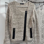 Vintage 90's Jean Pascale Knit zipper Sweater punk XL Tan Photo 0