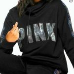 PINK - Victoria's Secret Victoria’s Secret PINK BLACK RAINBOW SIDE STRIPE BLING COWL NECK size S Photo 1