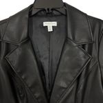 Topshop  Black Faux Leather Blazer Jacket Button Front Pockets Women's Size 12 Photo 2