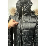 Marc New York  Black Down Parka‎ with detachable fur trim hood size L Photo 2