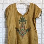 Custom made Sari Kurta tunic top or dress Salwar Kameez with diamonds embroidery Yellow Size M Photo 4