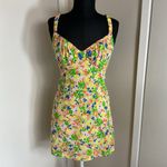 24. Sky to Moon Yellow Green Spaghetti Strap Mini Sundress for a Night Out SZ M Size M Photo 2