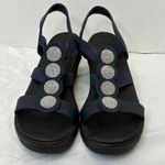 Skechers Wedge Cali Rumble On Camp Glam Luxe Vegan Sandals Navy Size 9.5 Photo 1