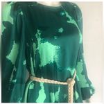 Alexis  for Target Green Print Long Sleeve Rope Belt Tiered Dress Size XS Photo 5