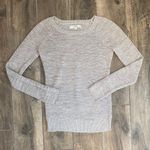 Ann Taylor LOFT Gray Crocheted Knit Sweater Photo 4