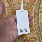 Rose + Olive Lined Flowy Hippie Top Womens Small Orange Metallic Gold Polyester Photo 5