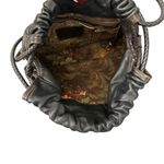 Brighton Vintage Black Leather Brown Croc Drawstring Shoulder Bag Handbag Purse Photo 4