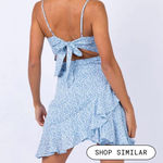 Princess Polly Grasby Mini Dress  Blue Floral Ruffle Open Back 4 Photo 1