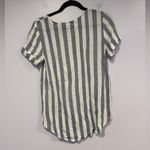 Soft Surroundings  purple and white vertical stripe flowy shirt Photo 3