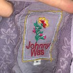 Johnny Was  lilac lace inlaid button down boho romantic M blouse Photo 3