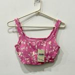 Love Shack Fancy  Adara Floral Active Sport Bra Bubble Sunshine Pink Women's XS Photo 2