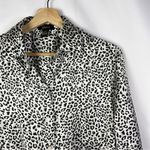 Japna  White & Black Satin Snow Leopard Long Sleeve Button Down XS Photo 2