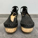 Free People Black Teagan Huarache Wooden Wedge Woven Shoes Size 41 Photo 4