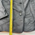 Vtg XL Black Gino Leather Coat Jacket Button Down Whimsigoth Moto Midi Length Photo 1