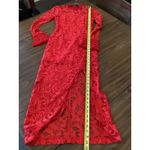 Alexis  Red Fala Lace Sheath long sleeve cocktail formal Midi dress S Photo 8