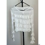 Anthropologie Ruffle Knit Sweater White New Defect Small Photo 1