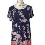Floral leaf print blue and orange t Photo 1