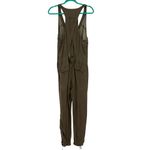 Free People Free‎ People Roaring Rayon Utilitarian jumpsuit Olive Green Drawstring Size 4 Photo 7