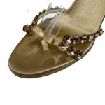 Prada Jeweled Satin Ankle Strap Heels Gold Bow Embellished Sandals 37 Photo 3