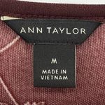 Ann Taylor Burgundy Floral Print Long Sleeve Puff Sleeve Button Cuff Top Medium Photo 4