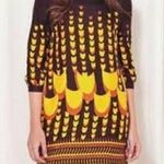 J.Crew  100% Silk Abstract Tunic 3/4 Sleeves Mini Dress Pockets 4 Brown Yellow Photo 1