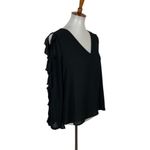 1. State  Blouse Small Black Ruffle Long Sleeve Workwear Preppy‎ Chic Photo 3
